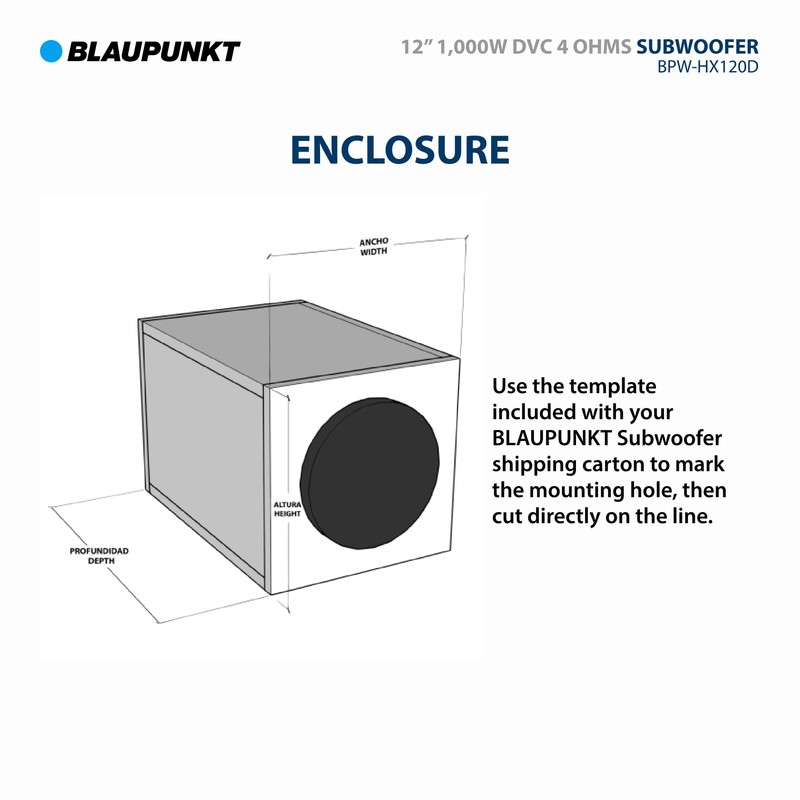BLAUPUNKT BPW-HX120D 12" 1000W DVC Car Subwoofer Audio Speaker -