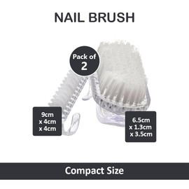 schone Nail Brush 2 Pack ?C Dual Size Hand & Nail Cleaning Brushes ?C Durable Plastic with Soft Bristles for Fingernails, Toenails & Hands