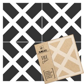 NAKLEO Soria Tile Reusable Plastic Stencil - 20 x 20 cm - Square Rectangle Line - Moroccan Geometric - Paving Stone Concrete Floor Wall Painting Template Wood