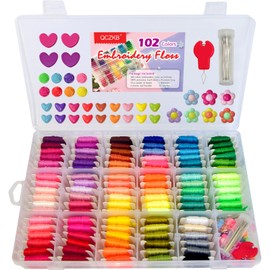 QCZKB Friendship Bracelet String 102 Skeins Fashionable Rainbow Color Embroidery Floss Cross Stitch Embroidery Thread Bracelet Yarn, Craft Floss with Beads，Tool kit