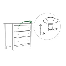 OG-ER Furniture Knobs, Black, Hemnes Knobs, Cabinet Knobs, Modern Vintage with Screws, HEDRA Handles Knobs, Door Knobs for Drawer, Cabinet, Furniture, Kitchen Cabinets, Wardrobe - Pack of 2