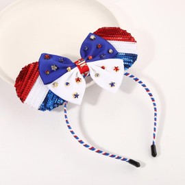 CENAPOG 4th of July Headband USA Mouse Ears Headband Headwear Red White Blue Patriotic Fourth of July Outfit Accessories Independence Day Gifts for Women Girls