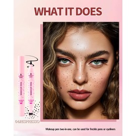 Freckle Eyeliner, 2in1 Dual Ended Faux Freckles Stamp and Liquid Eyeliner, Long Lasting Waterproof Quick Dry Fake Freckle Pen, for Natural Lifelike Sun-kissed Makeup Gift for Women Girl - 04 Espresso