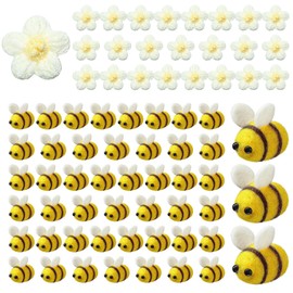 Pack of 72 Bee Decorative Bees Felt Flowers Bee Decorative Felt Decorative Bees Felt Balls Felt Animals Felt Flowers Small Bee Decorative Felt Mini Bee for DIY Craft Shop Clothing Decorations