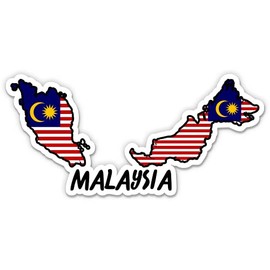 Squiddy Malaysia Map with Flag - Vinyl Sticker Decal for Phone, Laptop, Water Bottle - 3"