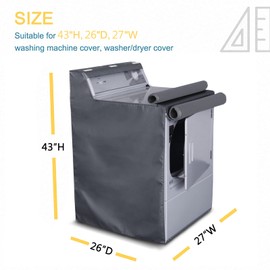 AKEfit Washing Machine Cover, Zipper Design,Fit for Outside Top or Front Load Washer/Dryer Waterproof Dustproof Sunproof W29"D28"H43" Grey…