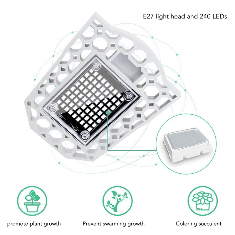 Plant Grow Light 3 Heads Foldable E27 240 LEDs Red