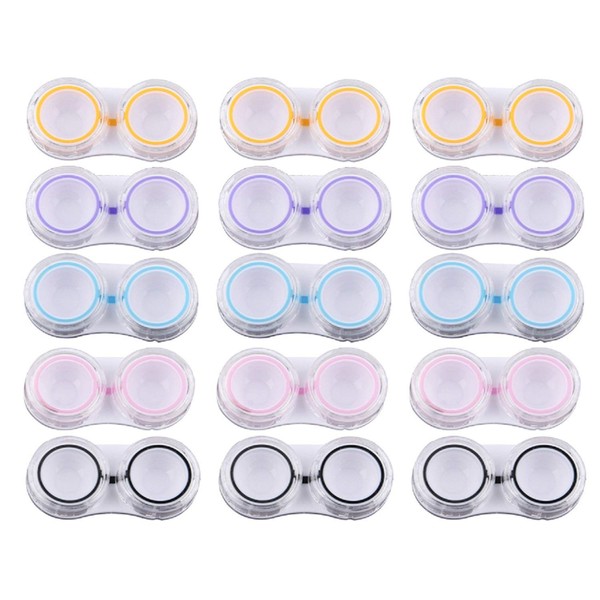 KISEER 15 Pack Clear Cute Contact Lens Case Box Holder Container Storage Kit