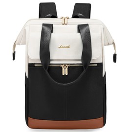 LOVEVOOK Backpack Womens, 15.6 inch Laptop Rucksack Bag for Ladies, Waterproof Daypacks for Office Teacher Nurse, School Bags with USB Port for Work University Travel Business, Beige Black Braun