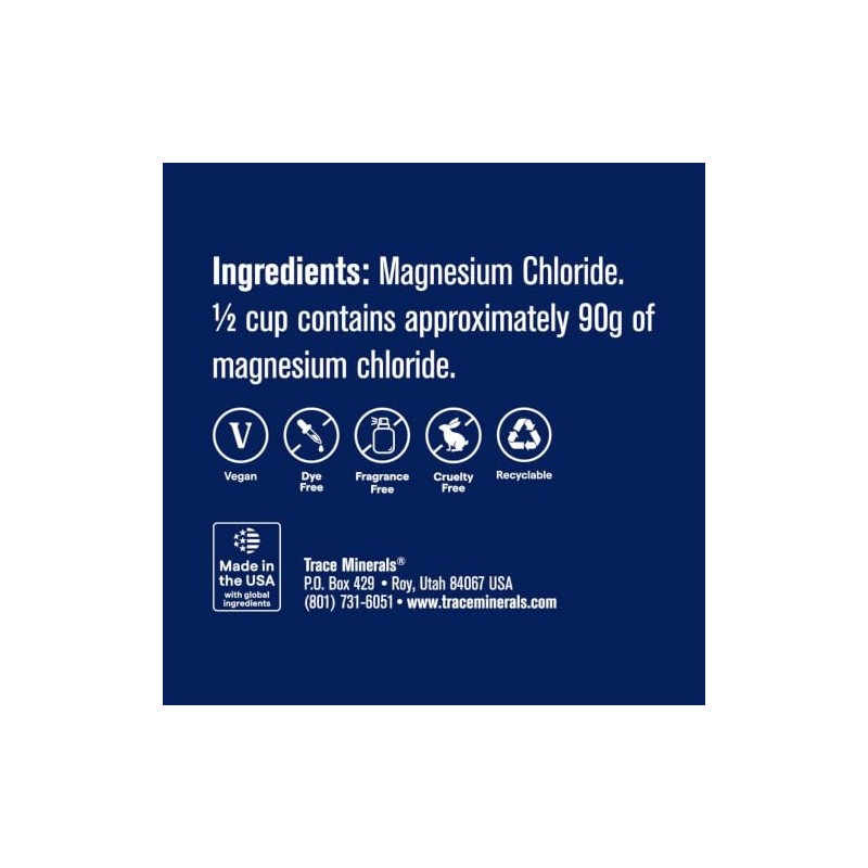 Pure Magnesium Flakes Trace Minerals - Contenedor de 44 onzas