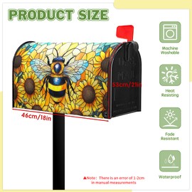 VentuCoven Summer Mailbox Covers Magnetic Standard Size 21x18 in Bee Mailbox Cover Sunflower Decorative Mailboxes for Outside Garden Yard Floral Flower Post Letter Box Cover Wrap
