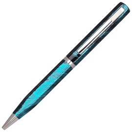 Lanier Elica Ballpoint Pen - Shiny Chrome Ring & Parts with Medium Tip 0.7mm Cross Style Refill (with Accents - White or Black or Pink or Purple)