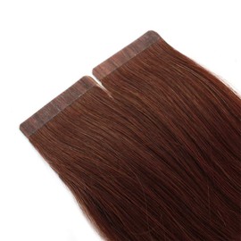 10 Pieces 22" inches Remy Seamless Tape In Skin weft Human Hair Extensions Color 3RR Red By HAIR DE VILLE