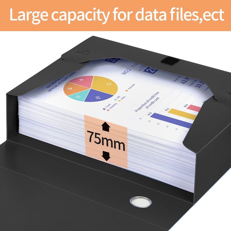 DONGLI 4 Pack Box Files A4,Plastic Filing Box,75mm Spine,A4 Boxes