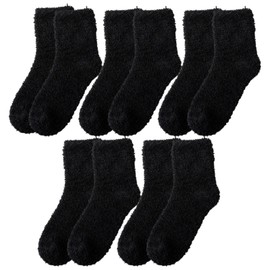 5 Pairs Fluffy Black Socks, Black Fluffy Socks Womens 4-7, Fluffy Socks Black, Mens Fluffy Socks, Black Fluffy Socks, Winter Warm Thick Soft Floor Slipper Fluffy Socks Black For Women Men