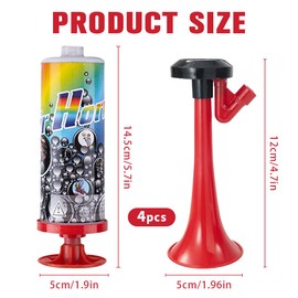 BIZOI 4 Pcs Air Horn Handheld, Airhorn Loud Noise Maker, Handheld Air Horn Pump, for Car, Marine Boats, Sports, Camping, Football Fanfare, Birthday Celebrations, Rave, Boat Safety Universal Signal