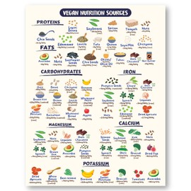 Vegan Health Foods Chart Fridge Magnet | Nutritional Guide for Keto High Protein Vegan & Vegetarian Diets | Decorative Food Magnet Cheat Sheet | Durable & Waterproof | 8.5" x 11" Size