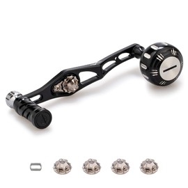 HEIGHTEN Improved 2.8/1.8 inches (70/45 mm) Reel Handle Shimano Daiwa Abu Bait Reel Universal V2.0 (Black/Silver Knob & Black (Handle) (127)