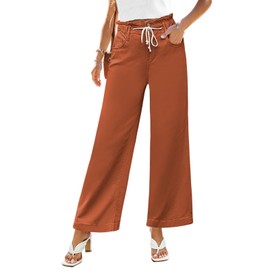 GRAPENT Women's Brown Baggy High Rise Wide Leg Jeans - Size 4/6, Color Apricot Orange