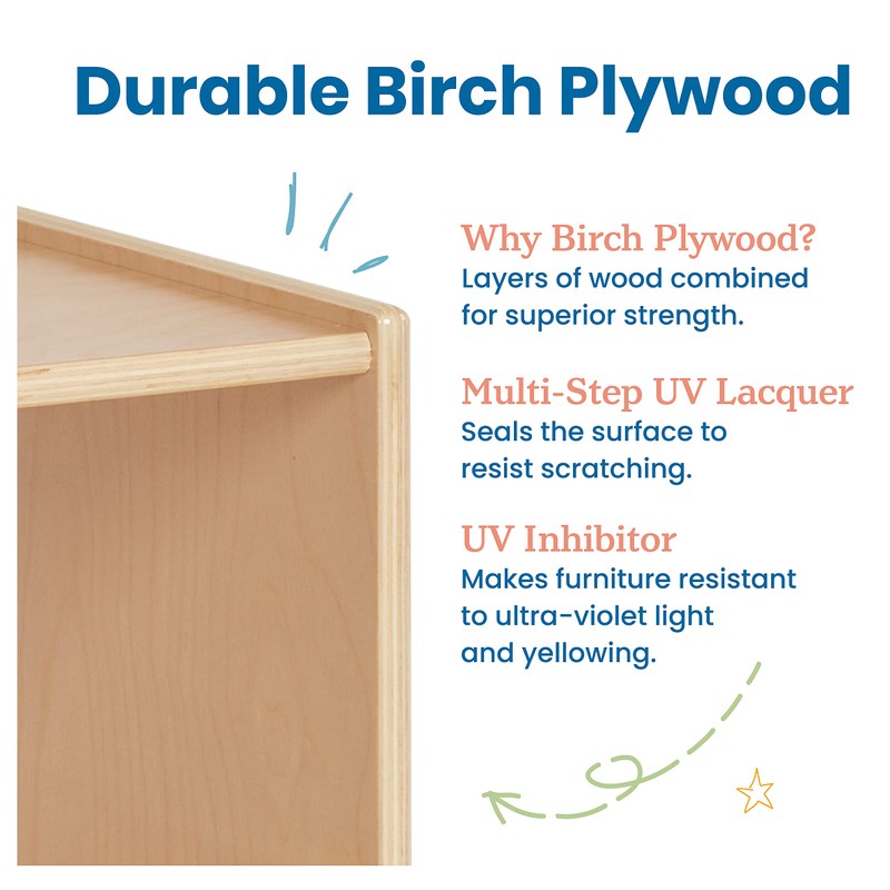 ECR4Kids Streamline Single-Sided Book Display with Storage, Classroom Bookshelf, Natural