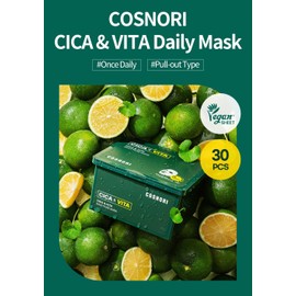 COSNORI Cica & Vita Daily Pure Mask - Vegan daily mask sheet, Convenient & Quick soothing, Vitality boosting care, 100% pure lyocell sheet, 30 sheets/11.8 fl oz