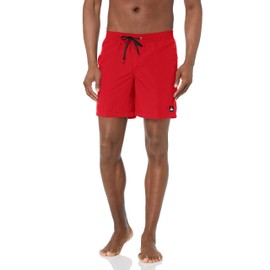 Quiksilver mens Solid Elastic Waist Volley Boardshort Swim Trunk Bathing Suit Board Shorts, High Risk Red, Medium US