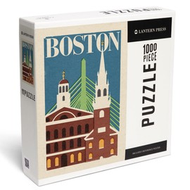 Lantern Press 1000 Piece Jigsaw Puzzle, Boston, Massachusetts, Woodblock