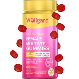 Wellgard Womens Multivitamins Gummies, Vegan, with B6, B12, C, D, Zinc & Biotin, Energy, Immunity, Skin, Hair & Nails, Hormonal Health, Female Multivitamins, 60 Gummies