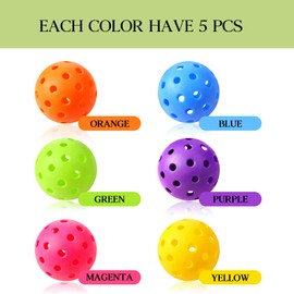 Tradder 30 Pcs Plastic Practice Baseballs Bulk 40 Holes Practice Golf Balls Baseball Balls Multi Color Outdoor Indoor Balls Tournament Play Training for All Style Paddle, 2.9 Inches (Classic Color)