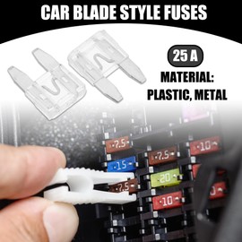 Partuto 5 Pcs Mini 25AMP APM/ATM Universal Car Fuse Blade Style Fuses Short Circuit Protection - Automotive Car Boat Truck SUV RV - Plastic Metal White