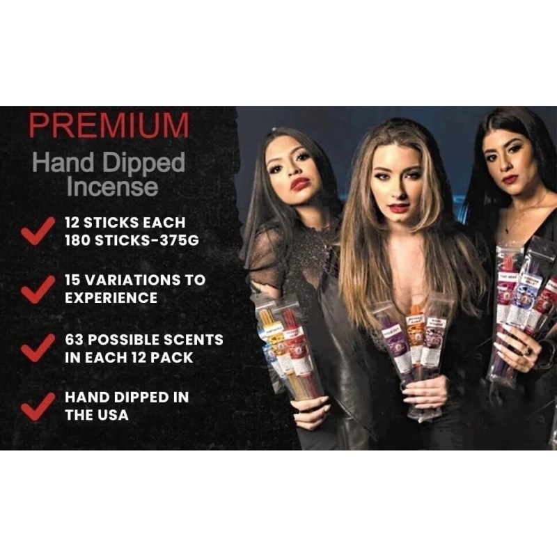 Sticks Hand Dipped Incense - 15 Scents Variety Pack 12