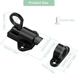 Barrel Bolt Latch Self Closing Spring Door Lock ZKRIOC 2 Pack Window Sliding Latches Replacement for Cabinet Slide Bolt Latch Heavy Duty Spring Load Latch for Door - Black, No Door Magnet