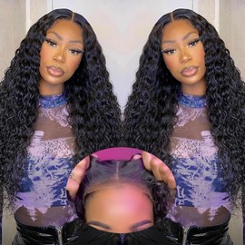 18 Inch Wear and Go Glueless Wigs Human Hair Pre Plucked Pre Cut for Beginners 13x4 Water Wave Lace Front Wigs Human Hair for Women 180% Density HD Lace Frontal Wigs Human Hair with Baby Hair