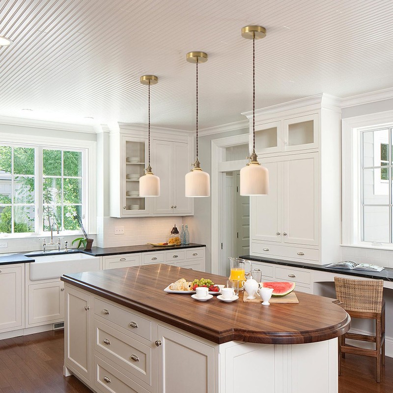 Magiroz Mid Century Modern Pendant Light Fixture Minimalist White Ceramic