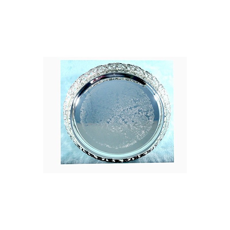 Royal Silver Round Stylish 23cm Silver Plated Paandan Tray Home