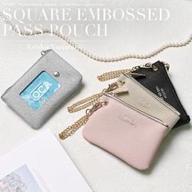 Naru Pass Case, with Reel, Women's, Coin Purse, Key Case, Keychain, Pouch, Commuter Pouch, Leather, Easy to Use, Small, Compact, Thin, Lightweight, Lightweight, Zipper, IC Card, Solid, Simple, Adult,