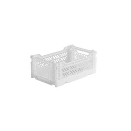Ay-Kasa Folding Crate, Sturdy Folding Box made of Plastic, Stackable, White, Mini (27 x 17 x 11 cm)