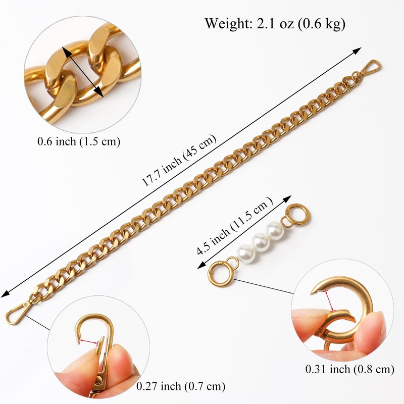 Beaulegan Chunky Bag Chain Handles - Short Strap Replacement for