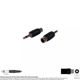Adapter Audio 3.5mm 1/8" Mono Plug Coax Audio RCA Female Jack Black + Black Ring