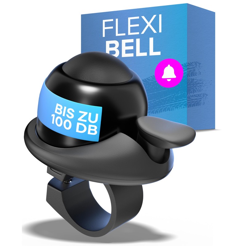 BÜCHEL Bicycle Bell Flexible in Black - 360° Rotatable Bicycle