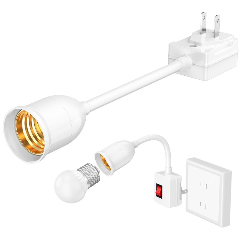 E26/E27 Plug in Light Bulb Socket Adapter with On/Off Switch