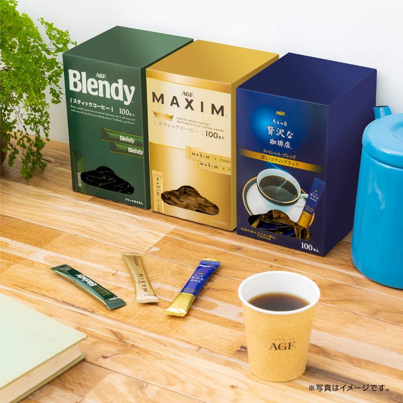 AGF Blendy Stick Black, 100 Pieces, Stick Coffee, Water Soluble