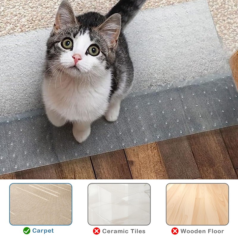Carpet Protector for Pets, Transparent Non-slip Doorway Plastic Guard Carpet,