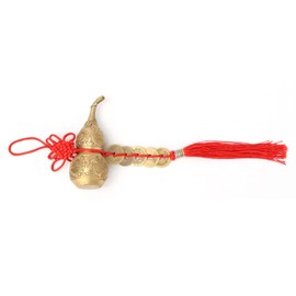 Brass Cucurbit, Wu Lou Cucurbit with 5 Coins, Feng Shui Brass Gourd Ornaments Good Luck Wu Lou Brass Gourd for Household Feng Shui
