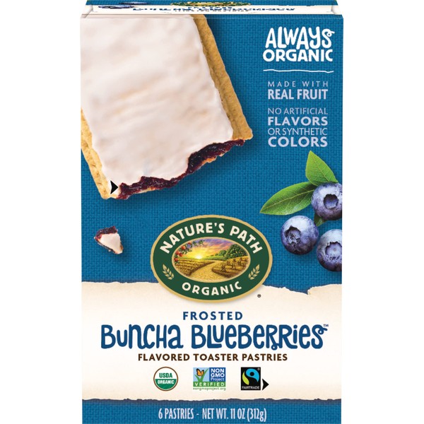 Nature's Path Organic Toaster Pastries, Frosted Buncha Blueberries, 72 Count (Pack of 12, 11 Oz Boxes), Made From Real Blueberries