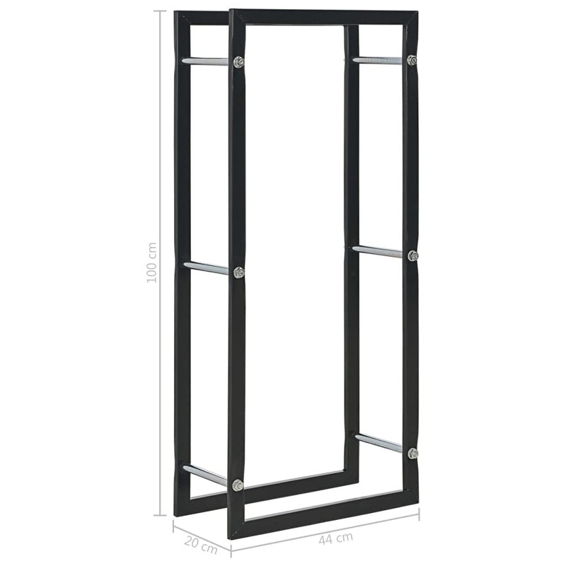 SKM Firewood Rack Black 17.3"x7.9"x39.4" Steel,Black (Weight 8.31KG)