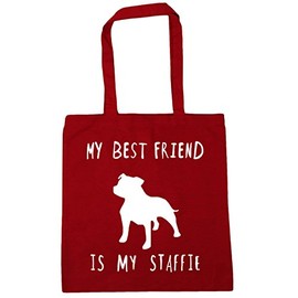 Hippowarehouse My best friend is my staffie dog Tote Shopping Gym Beach Bag 42cm x38cm, 10 litres