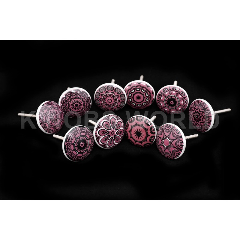 KNOBSWORLD 10 x Mix Vintage Look Flower Ceramic Knobs Door