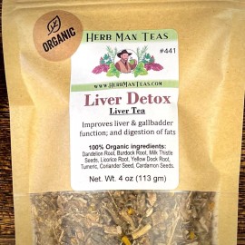 HERB MAN TEAS LIVER TEA - effective liver-detoxing blend; lowers blood fat; clears gallstones