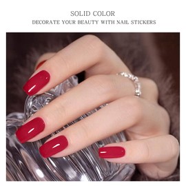 JMEOWIO Nagelfolie Pink Rot Gel Nagelfolien Selbstklebend Nail Sticker Uv Härtend Dekoration Nageldesign Zubehör